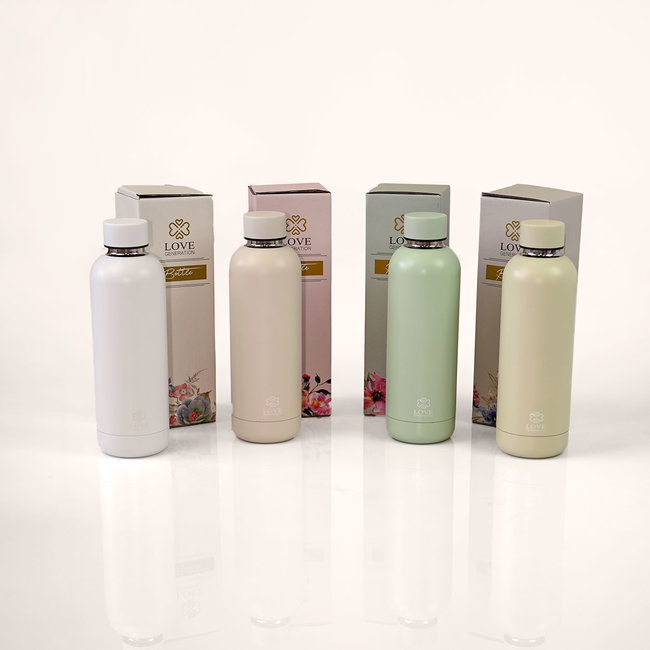 Waterfles - Drinkfles - 500 ml - Thermos - Wonderful White