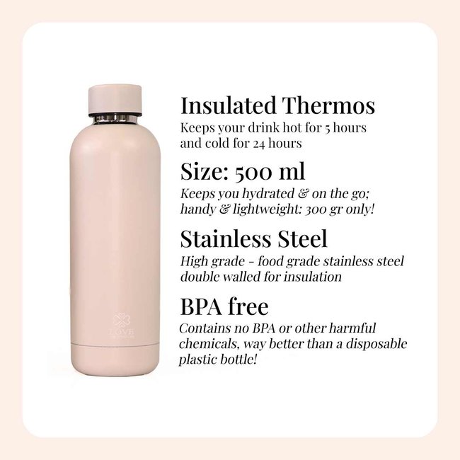 Waterfles - Drinkfles - 500 ml - Thermos - Precious Pink
