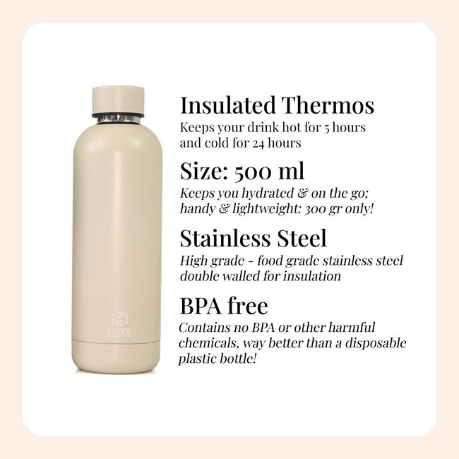 Waterfles - Drinkfles - 500 ml - Thermos - Sacred Sand
