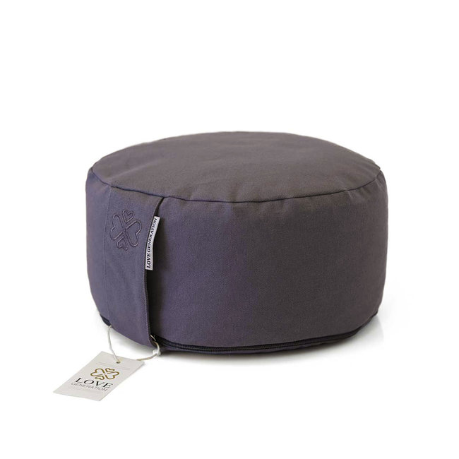 Round Meditation Pillow | Warm Grey | Cotton | ⌀30cm - 15cm