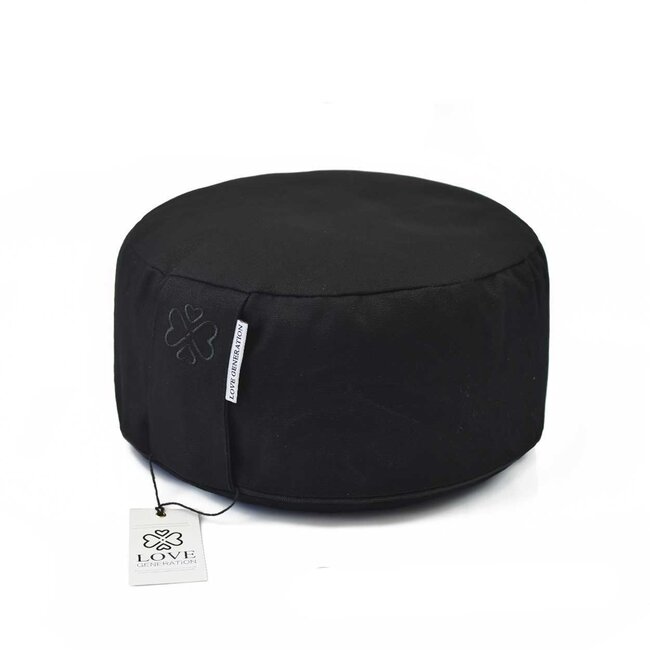 Round Meditation Pillow | Diamond Black | Cotton | ⌀30cm - 15cm