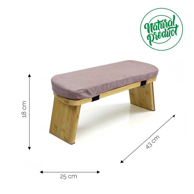 Meditation Bench │ Bamboo │ Foldable │ Velvet Cushion │ Pink