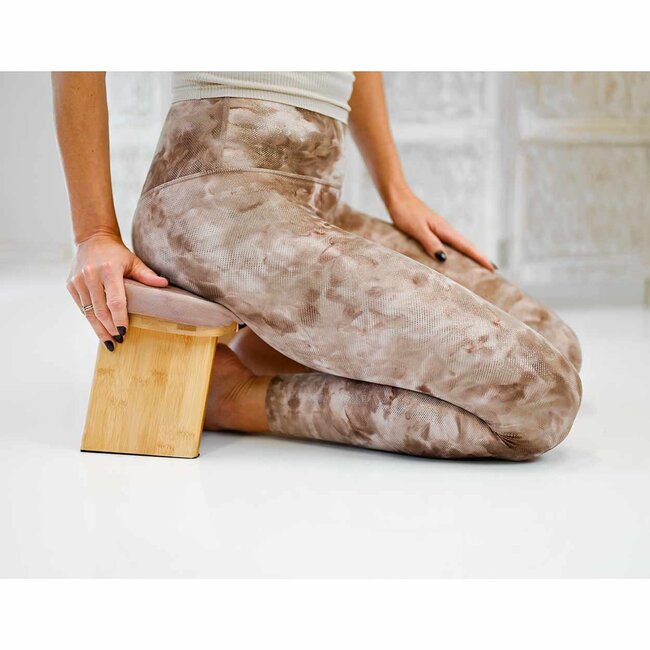 Meditationsbank │ Bambus │ Faltbar │ Samtkissen │ Rosa