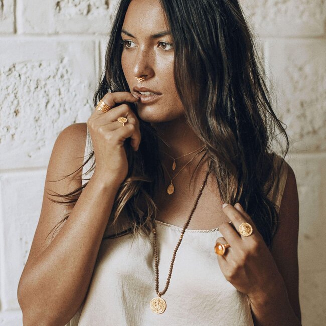 Ganapati-Halskette • mit Rudraksha • Vergoldet