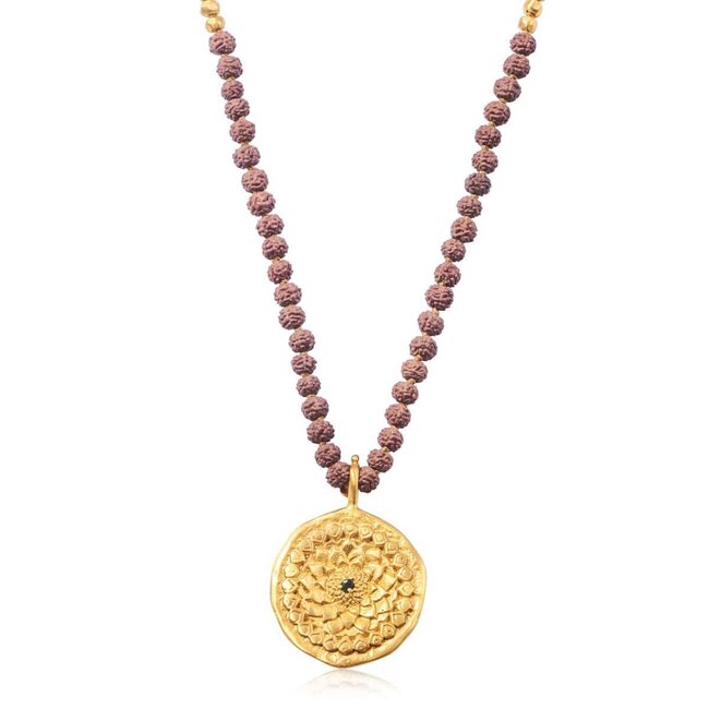Ganapati Necklace •  with Rudraksha • Gold plated