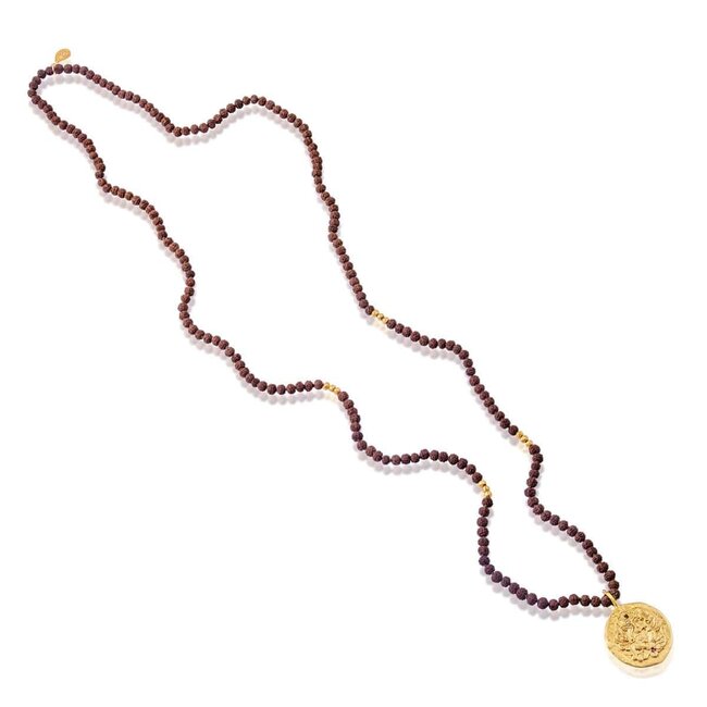 Ganapati  Ketting •  met Rudraksha • Verguld
