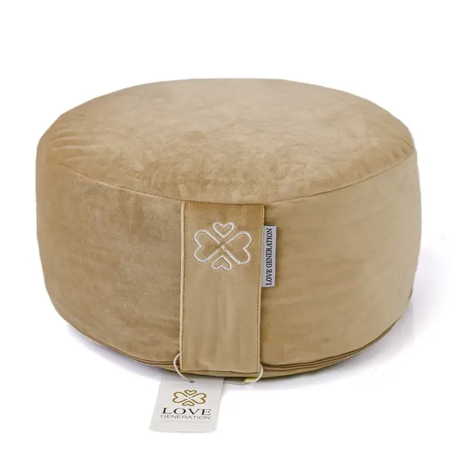 Meditatiekussen │ Rond │ Fluweel │ Licht Goud