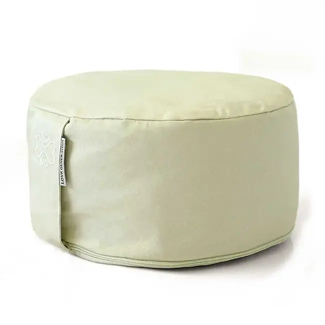 Meditation Cushion │ Round │ Cotton & Buckwheat Filling │ Light Green