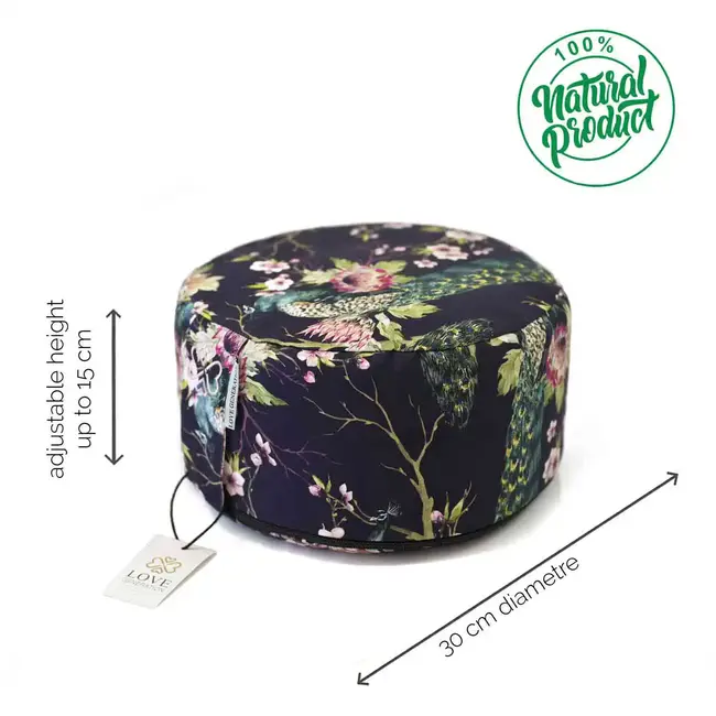 Meditationskissen │Rund │ Baumwolle & Buchweizenfüllung │ Royal Peacock