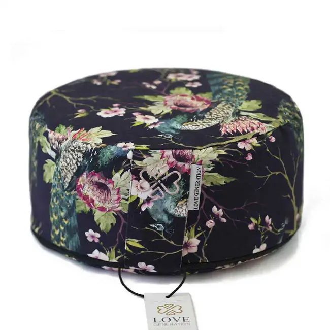 Meditation Cushion │Round │ Cotton & Buckwheat Filling │ Royal Peacock