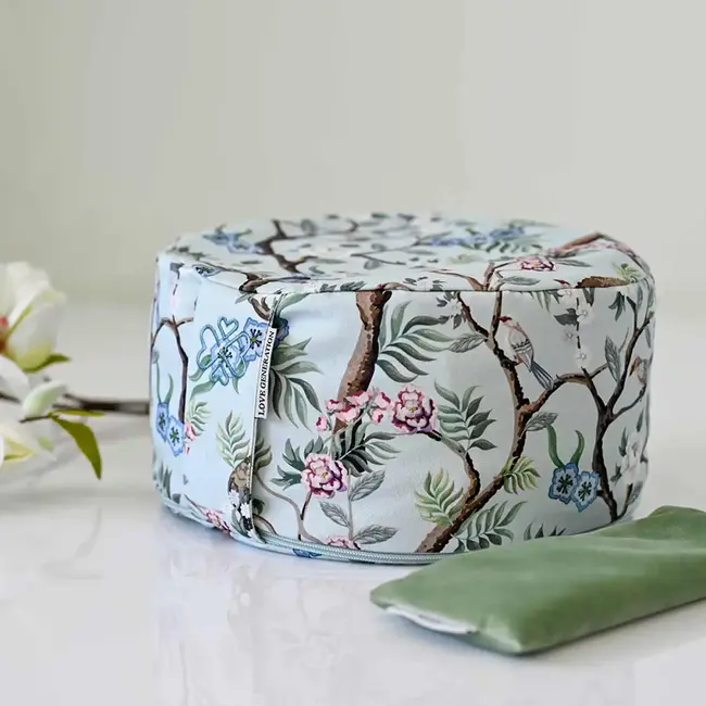 Meditation Cushion │Round │ Cotton & Buckwheat Filling │ Blossom Birds