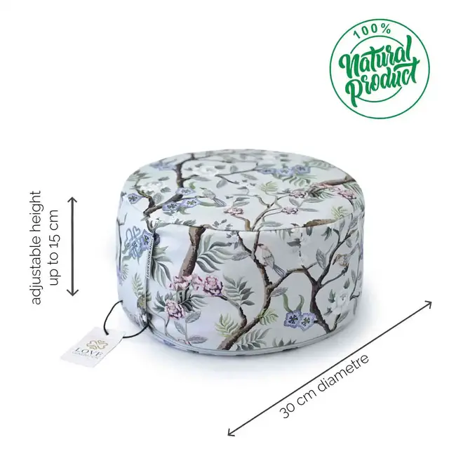 Meditatiekussen │Rond │ Katoen & Boekweitvulling │ Blossom Birds
