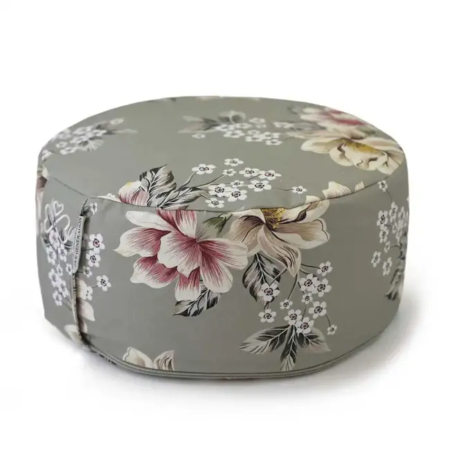 Meditation Cushion │Round │ Cotton & Buckwheat Filling │ Vintage Flowers