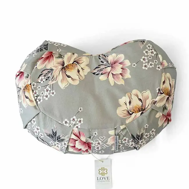 Meditationskissen │ Halbmond │ Baumwolle & Buchweizenfüllung │ Vintage Flowers
