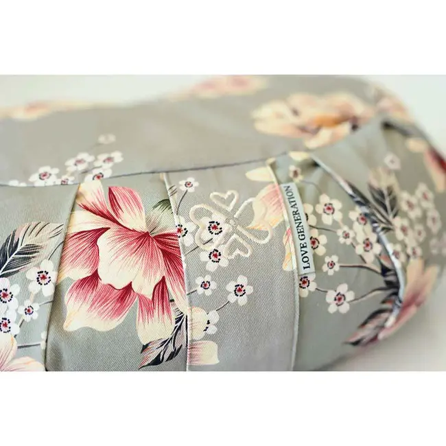 Meditation Cushion │ Crescent │ Cotton & Buckwheat Filling │ Vintage Flowers