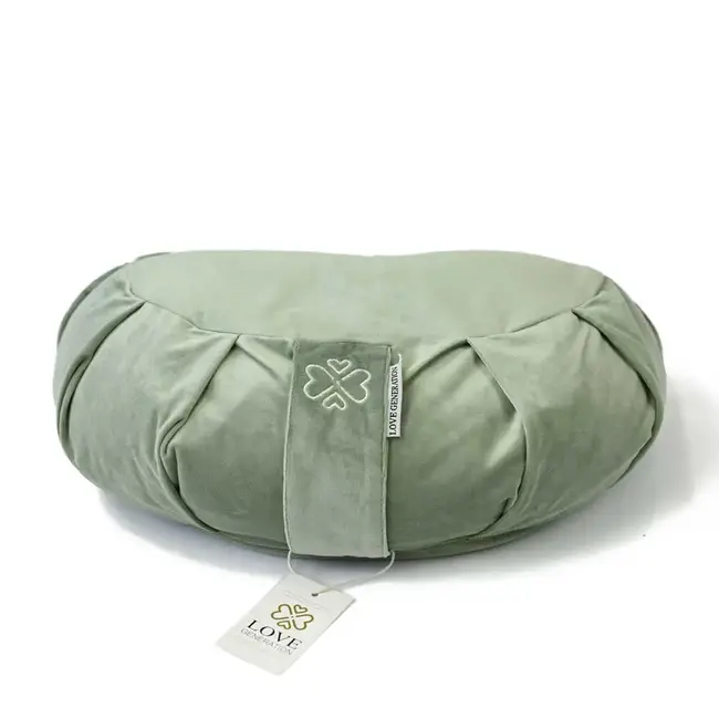 Meditation Cushion │ Crescent  │ Velvet with Buckwheat Filling │ Serene Sage