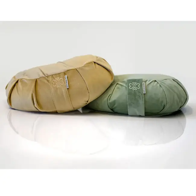 Meditation Cushion │ Crescent  │ Velvet with Buckwheat Filling │ Serene Sage