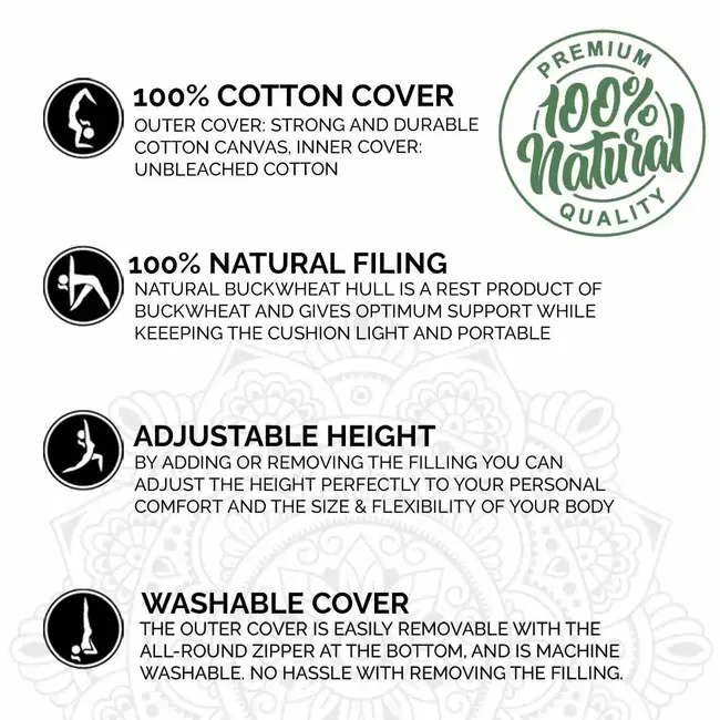 Meditatiekussen │ Halve Maan│ Katoen & Boekweitvulling │ Vintage Flowers
