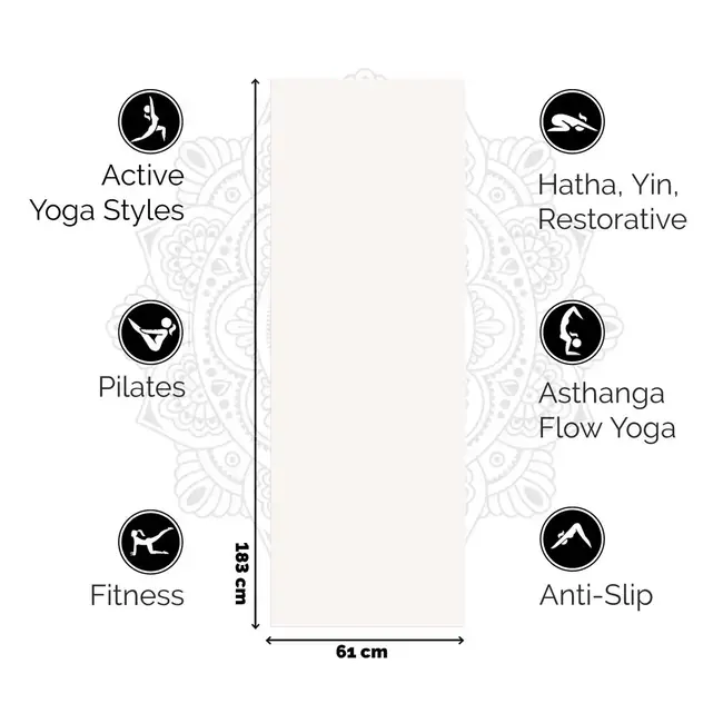 Extra Dikke Yogamat │ Crème Wit │ 6mm │ Anti Slip