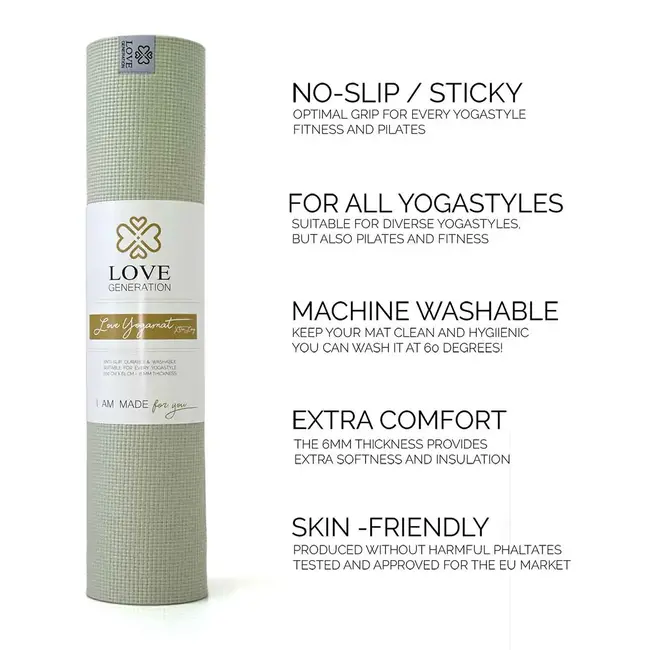 Extra Dikke Yogamat │ Sage Groen │ 6mm │ Anti Slip