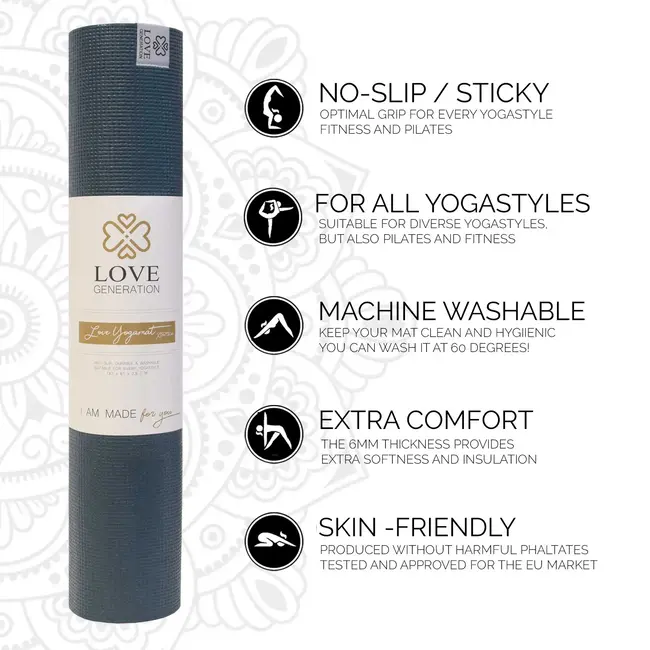 Extra Dikke Yogamat │Donker Blauw │ 6mm │ Anti Slip