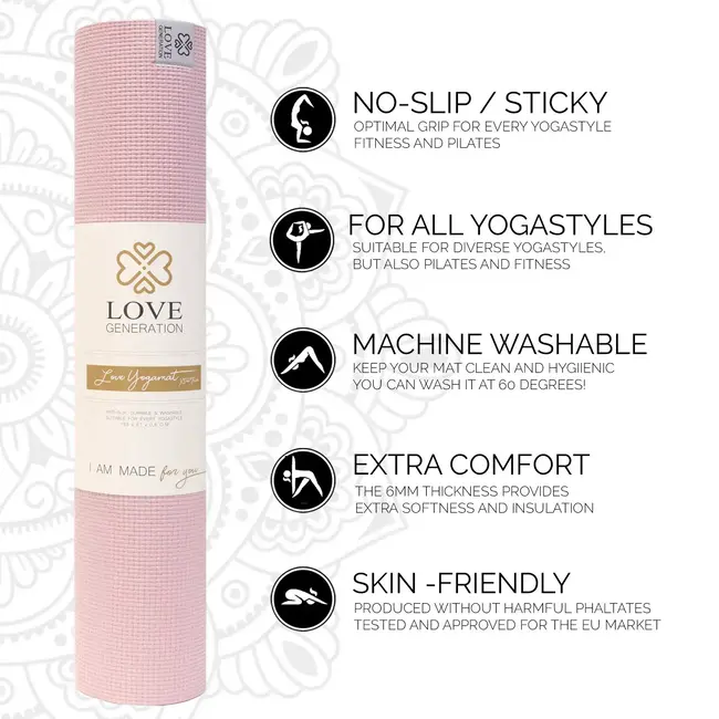 Extra dicke Yogamatte │Blush Pink │ 6mm │ Rutschfest