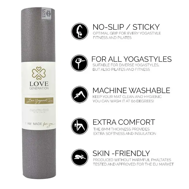 Extra dicke Yogamatte │ Taupe Grau │ 6mm │ Rutschfest