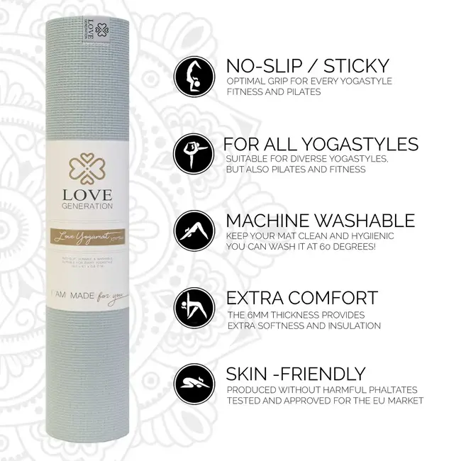 Extra Dikke Yogamat │Mint Blauw │ 6mm │ Anti Slip