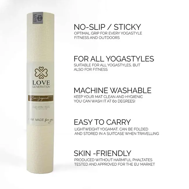 Love Yogamat │Crème Wit │4 mm │Anti Slip