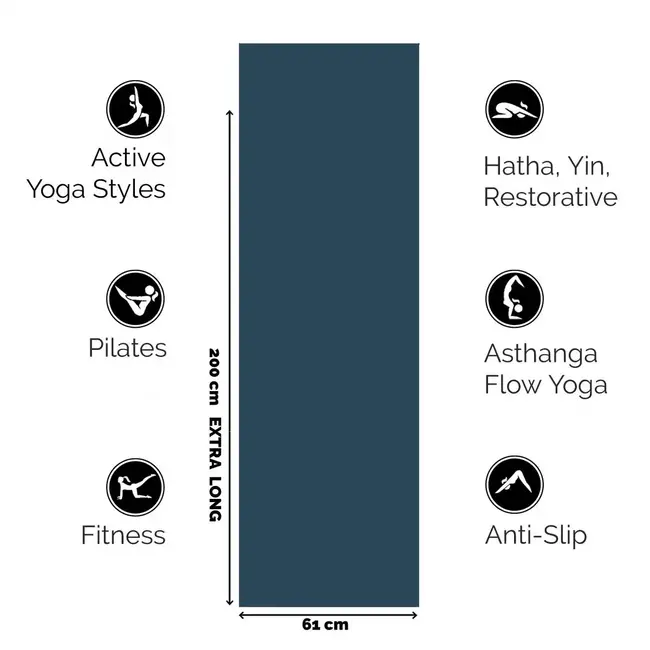 Extra Lange Yogamat │200 cm│ Donkerblauw │ Anti Slip