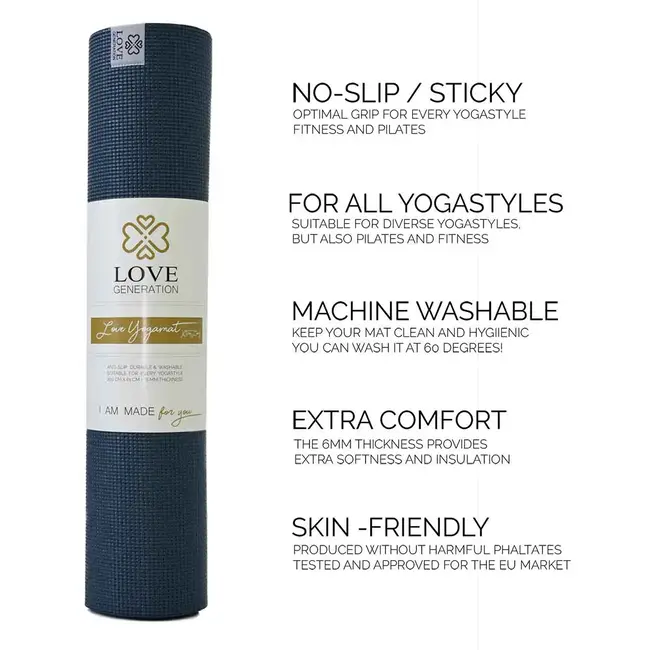 Extra Lange Yogamat │200 cm│ Donkerblauw │ Anti Slip