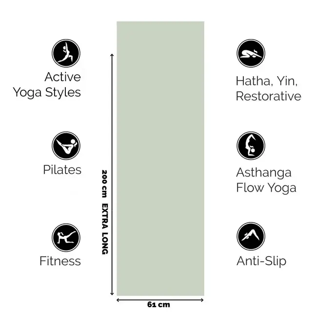 Extra Lange Yogamatte │200 cm │ Salbeigrün │ Rutschfest