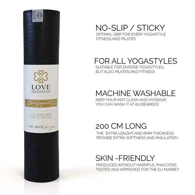 Extra Lange Yogamat │200 cm│ Zwart │ Anti Slip