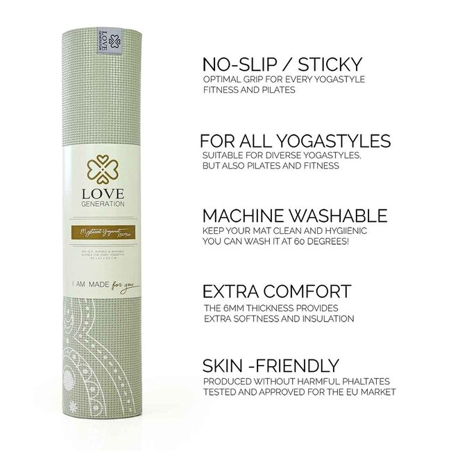 Mystical Yoga Mat │Extra Thick│ Anti-Slip │ Sage Green