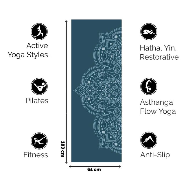 Mystical Yogamat │Extra Dik│ Anti Slip │ Donkerblauw