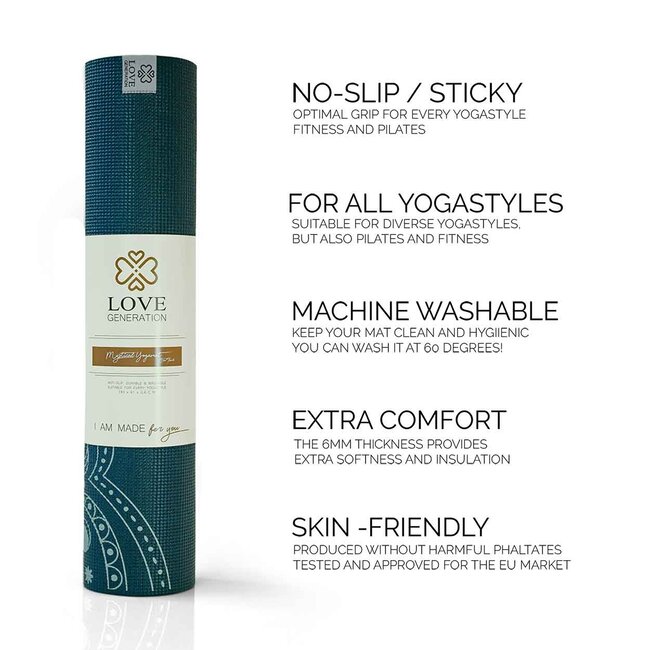 Mystical Yoga Mat │Extra Thick│ Anti-Slip │ Dark Blue