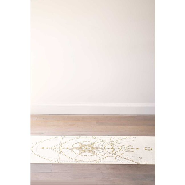 Sacred Yoga Mat │Extra Thick │White with Gold Print