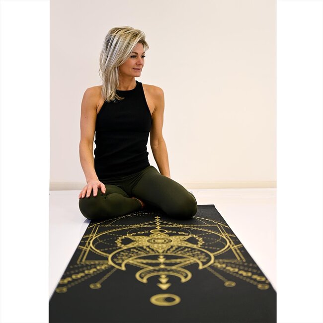 Sacred Yoga Mat │Extra Thick │Black with Gold Print