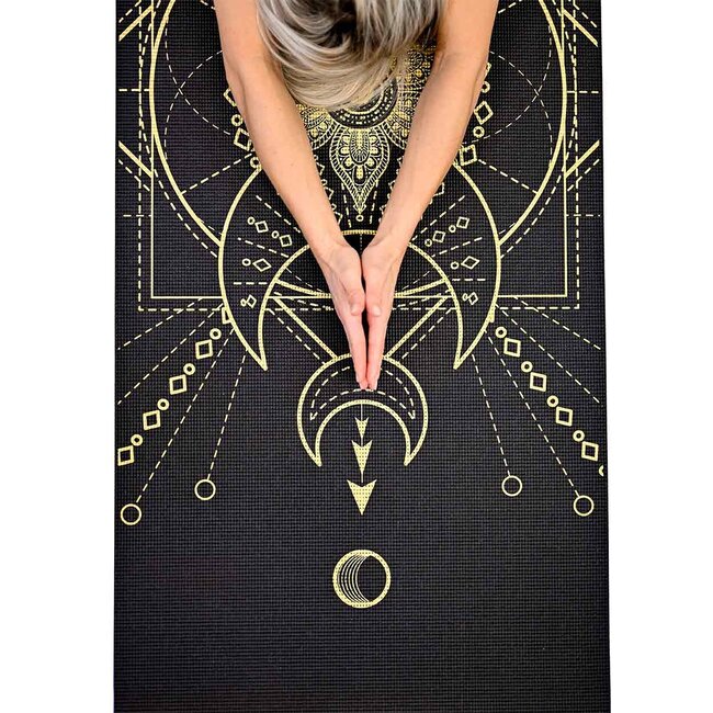 Sacred Yoga Mat │Extra Thick │Black with Gold Print