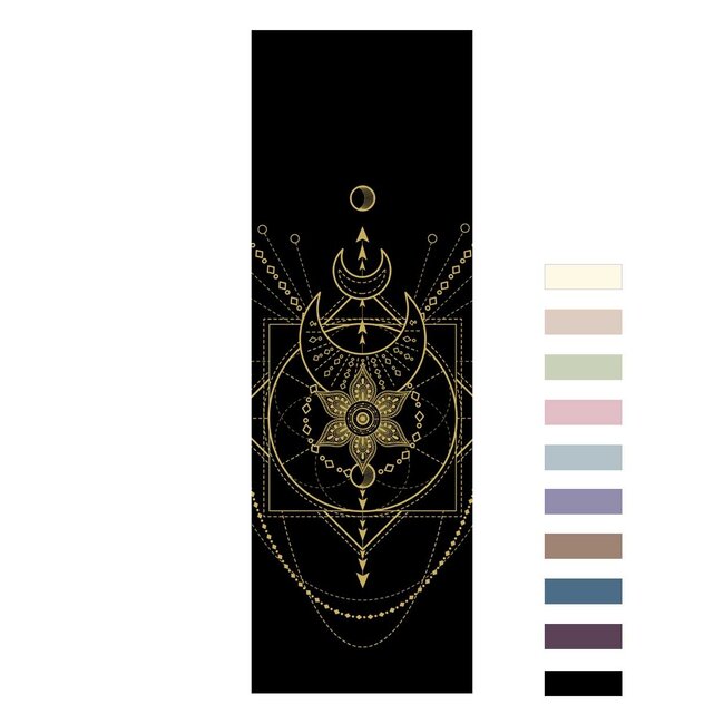 Sacred Yogamat │Extra Dik │Zwart met Gouden Print