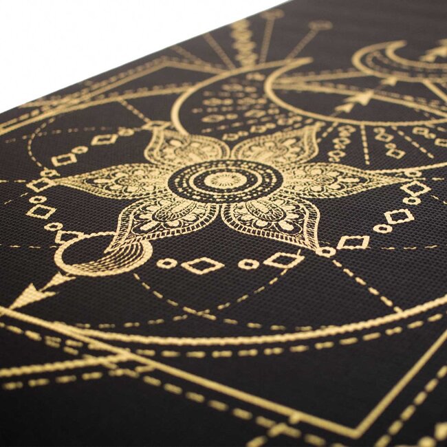 Sacred Yogamat │Extra Dik │Zwart met Gouden Print