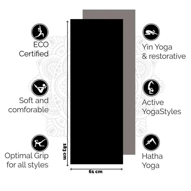 Öko-Yogamatte │ Hochwertiges TPE │ Extra dick │ Elegantes Schwarz