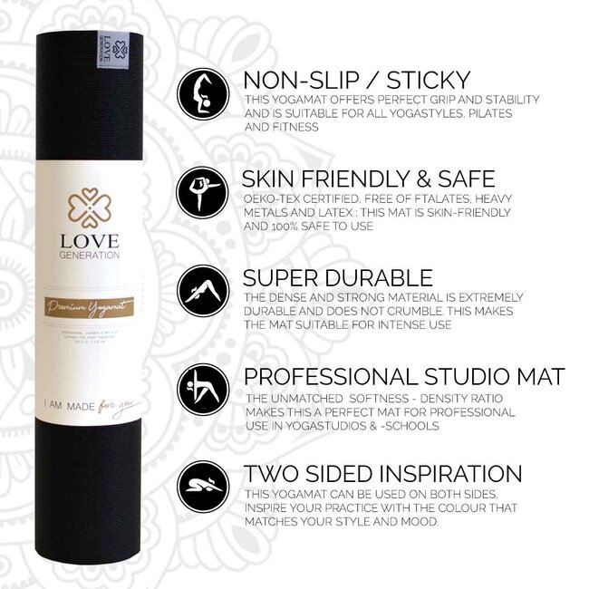 Premium Yogamatte │ 6mm │Diamond Black ***