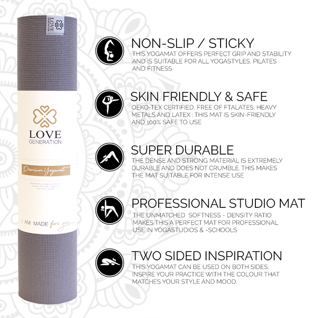 Premium Yogamat │ 6mm │Enlightening Grey