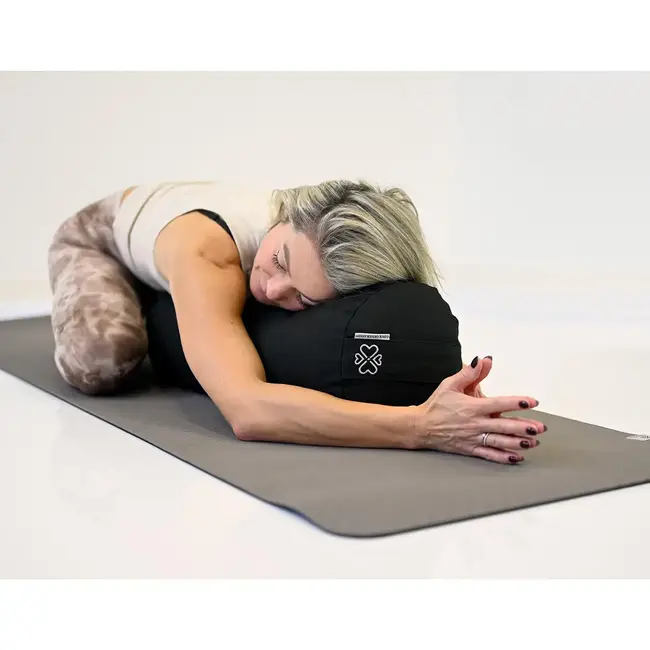 Rundes Yoga Bolster | Schwarz | Baumwolle | 61cm lang