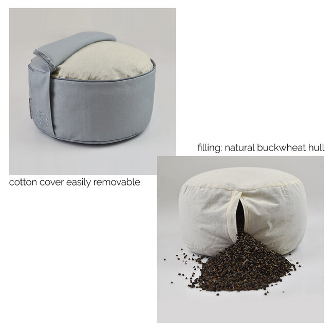 Meditation Cushion │Round │ Cotton & Buckwheat Filling │ Sage Green