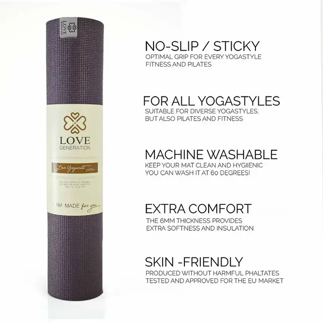 Extra Thick Yoga Mat │Aubergine │ 6mm │ Anti-Slip