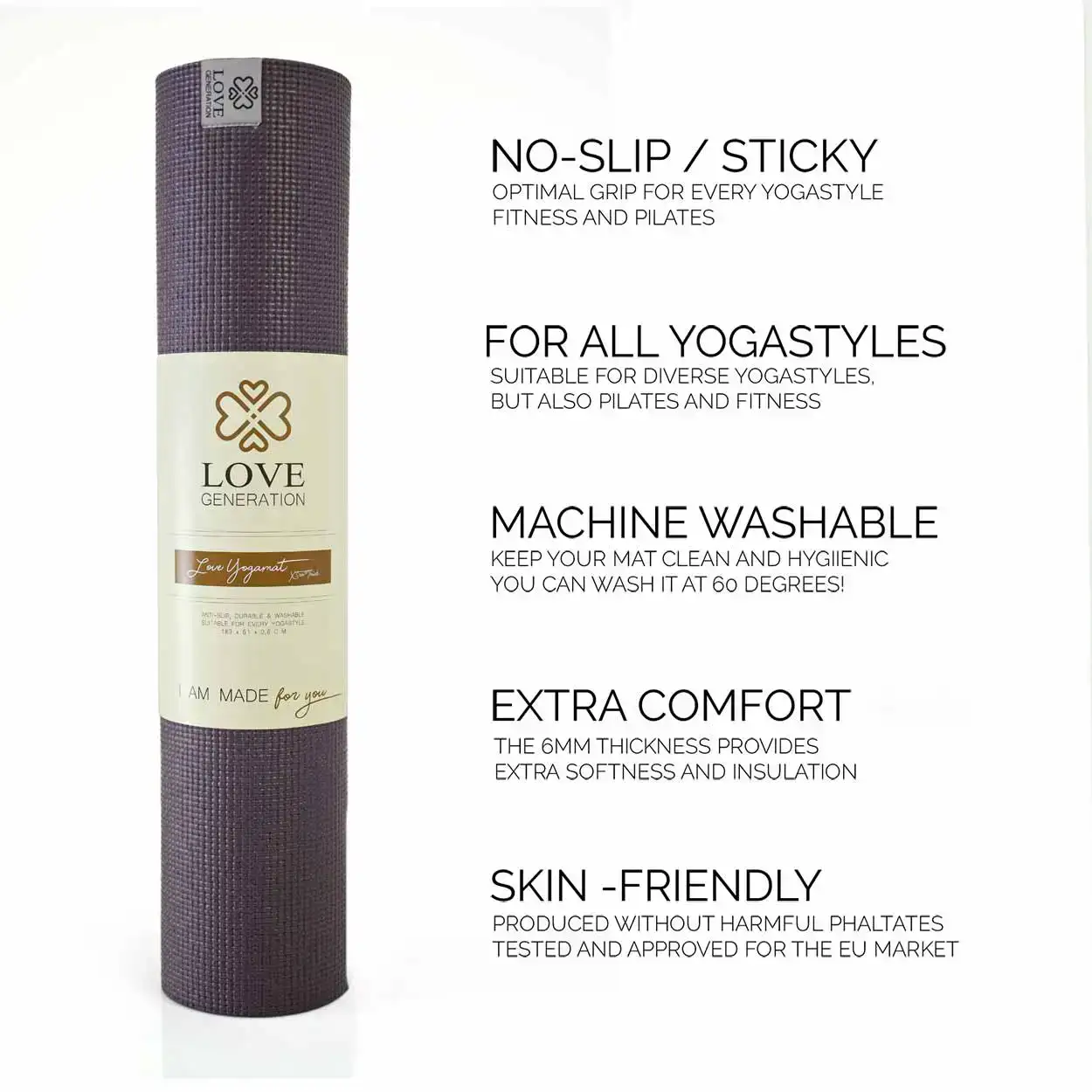 thumbnail image 2 of HAHE Extra Wide Yoga Mat 6mm Thick - Eco-Friendly POE Material 32x72 Inch 2 of 11