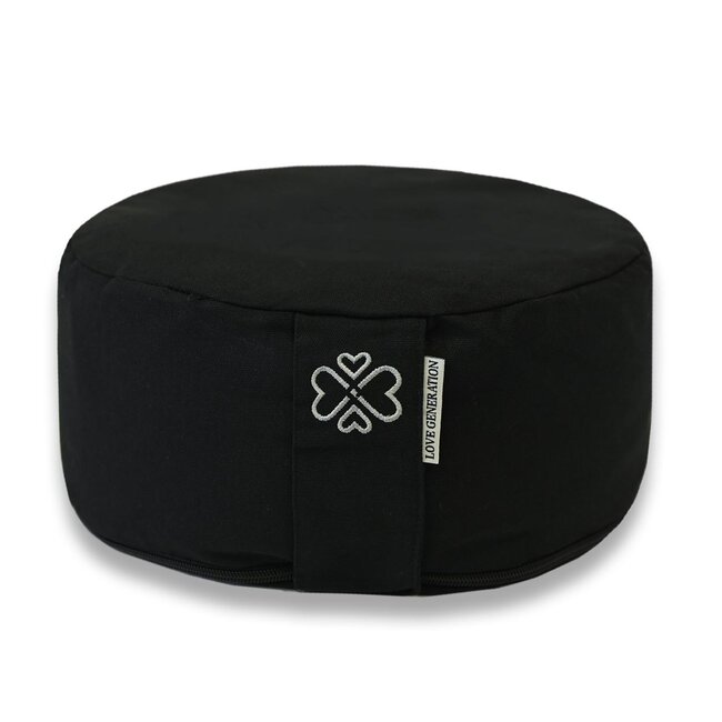 Meditation Cushion │ Round │ Cotton with Buckwheat Filling │ Black