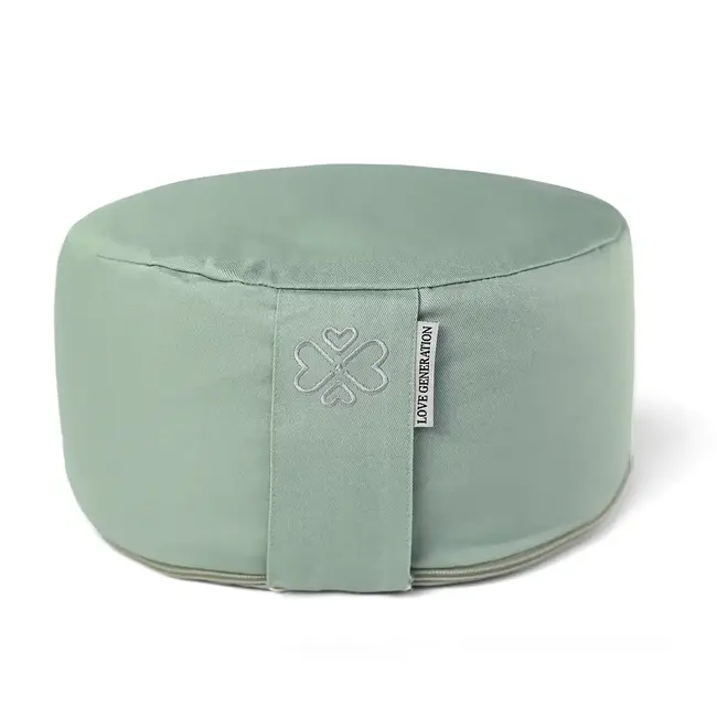 Meditation Cushion │Round │ Cotton & Buckwheat Filling │ Sage Green